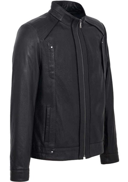 Siyah Hakiki Deri Erkek Hakiki Deri Mont - E23KDM310453-Q4O fiyatları