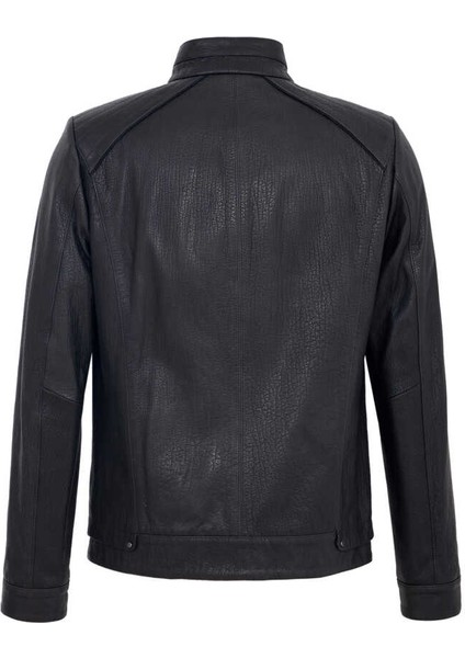 Siyah Hakiki Deri Erkek Hakiki Deri Mont - E23KDM310453-Q4O