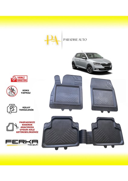 Skoda Fabia 3 2018-2021 Uyarlanabilir Universal Havuzlu Paspas
