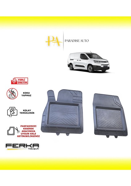 Toyota Proace City Ön 2 Parça 2020 ve Üstü Uyarlanabilir Universal Havuzlu Paspas
