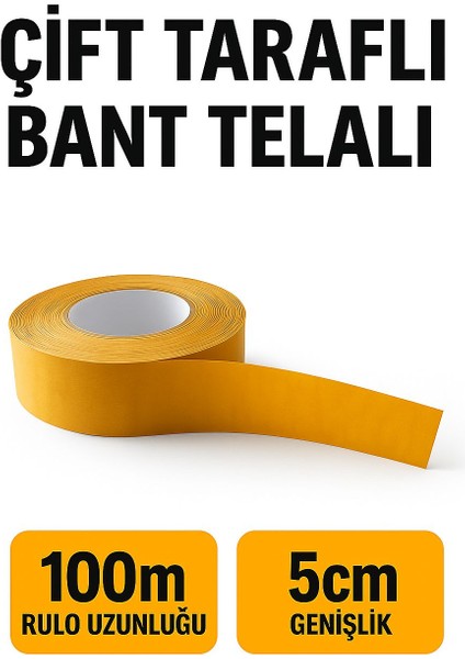 ÇİFT TARAFLI BANT TELALI (100mt uzunluk, 5cm genişlik)