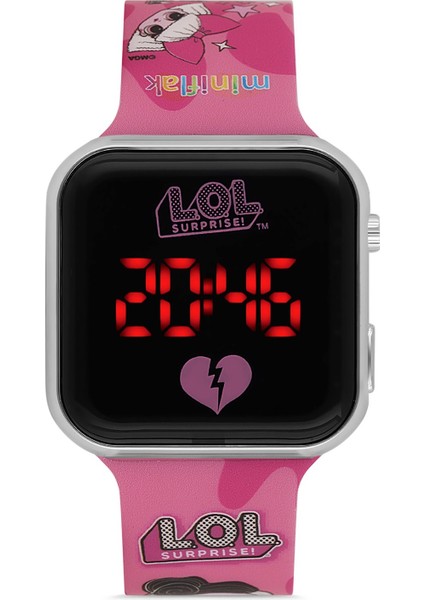 Lol Surprise! Lisanslı LOL8001 Pembe-Siyah Square LED Çocuk Saati