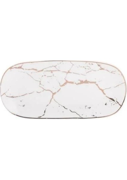 Arow Lena Mermer Desen Beyaz Kayık Tabak 17X8CM
