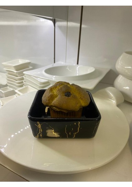 Arow Lena Mermer Desen Siyah Kare Çerezlik 1 Adet fiyatları