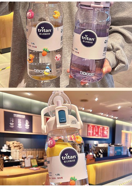 Kızlar Için Büyük Kapasiteli Plastik Pipetli Dak, Fitness Egzersizi Için Kullanışlı Dak, Tritan Çift Dak (Yurt Dışından) fırsatları