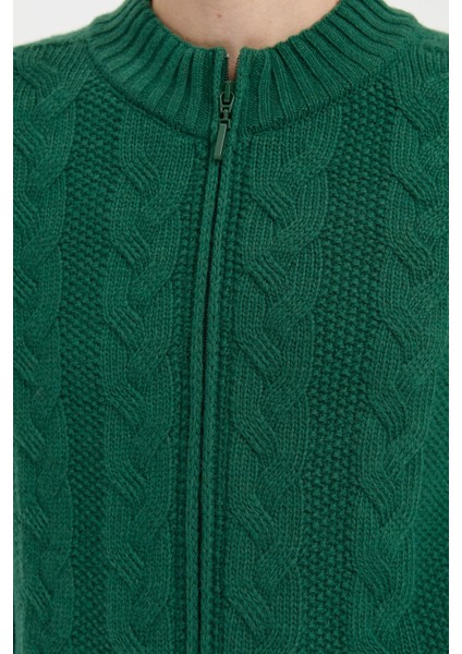 Kadın Dik Yaka Dikişsiz Önü Saç Örgülü Yün Hırka Ö.başı indirimleri