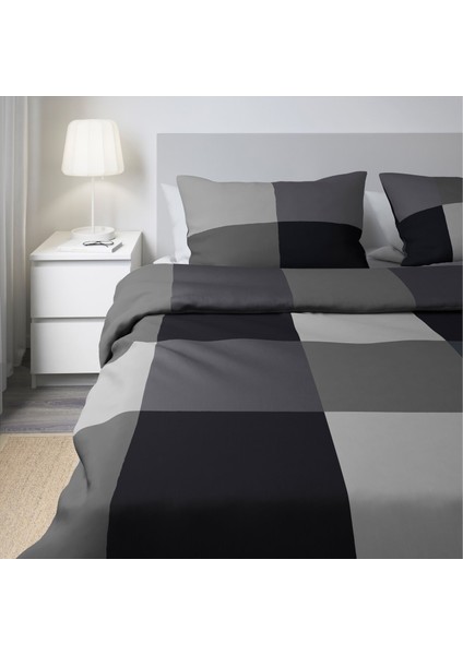 Brunkrıssla Nevresim Seti Siyah 240X220/ 50X60 cm Yumuşak Pamuk Viskon Çıtçıtlı Çift Kişilik Nevresim fiyatları