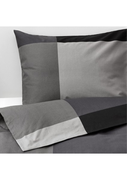 Brunkrıssla Nevresim Seti Siyah 240X220/ 50X60 cm Yumuşak Pamuk Viskon Çıtçıtlı Çift Kişilik Nevresim