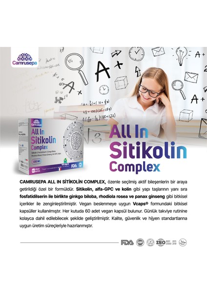 All In Sitikolin Complex 500 mg 60 Vegan Kapsül