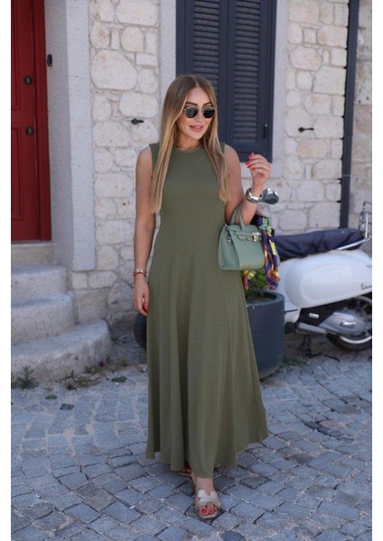 Kadın Sıfır Kollu Bisiklet Yaka Viskon Elbise fiyatları