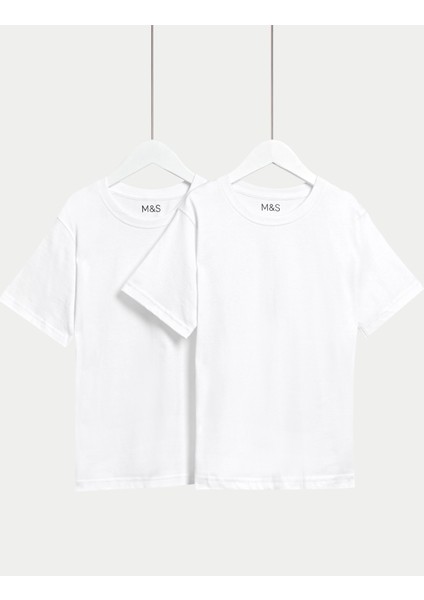Saf Pamuklu 2'li Yuvarlak Yaka T-Shirt (2-16 Yaş)