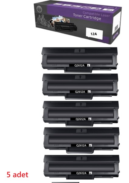 12A (Q2612A) Fx-10 / 1010, 1012, 1018, 1022 (5 Adet) Siyah Ithal Muadil Lazer Toner (Avantaj Paketi)