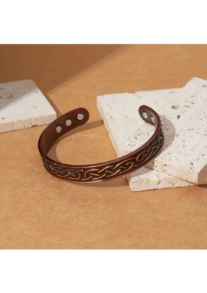 Erkek Vintage Esintili Ayarlanabilir Manyetik Bronz Bilezik - Moda Açik Tasarim, Retro Tarz modelleri