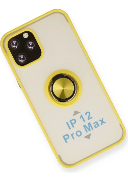 iPhone 12 Pro Max Kılıf Montreal Yüzüklü Silikon Kapak - Sarı fiyatları
