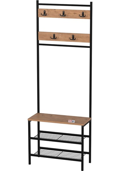 3 Raflı Metal Portmanto Elbise Askılığı Vestiyer Ayakkabılık Samanyolu Çam indirimleri