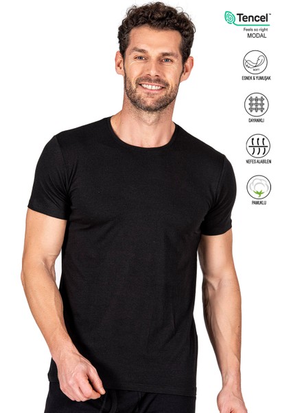 Özkan 11144 Erkek Yuvarlak Simit Yaka Pamuklu Modal Tişört Fanila