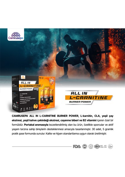 All In L-Carnitine Burner Power 3000 mg (2X30 Saşe) 2'li Avantajlı Paket