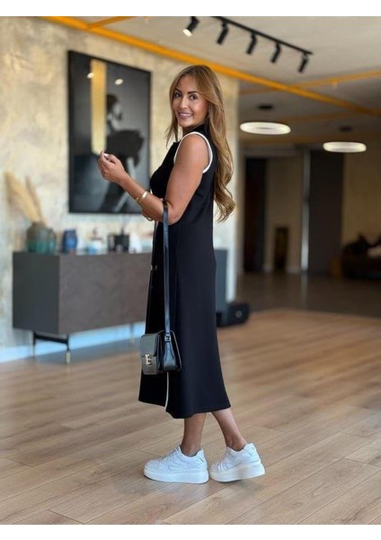 Kadın Modal Kumaş Fermuarlı Kolsuz Midi Boy Elbise fiyatları