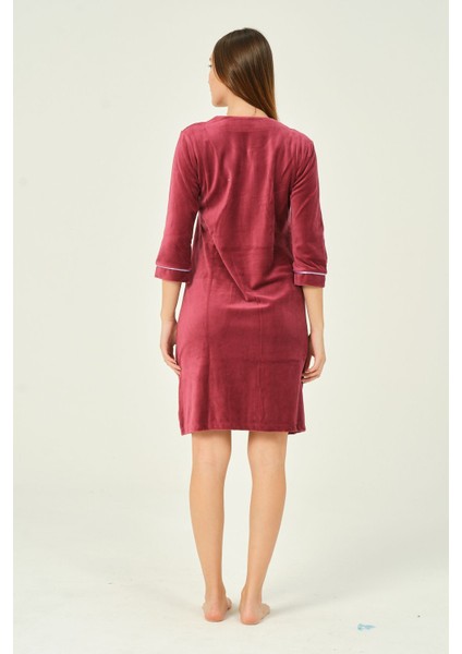 Kadın Fermuarlı Nakış Detaylı Pamuklu Kadife Elbise indirimleri