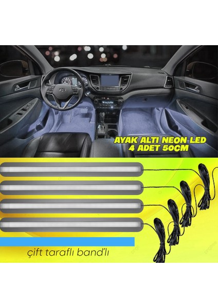 Ayak Altı Neon LED 50CM 1.5mt Kablolu 12V 4 Adet Poke PK-4731