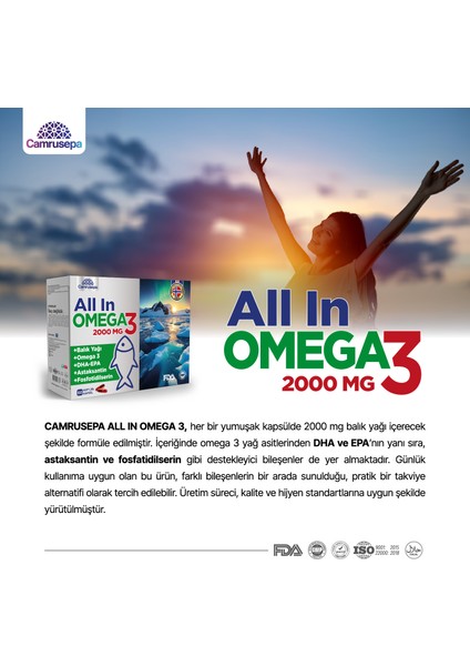 All In Omega 3 2000 mg (2X60 Soft Jel Kapsül) 2 Li Avantaj Paket