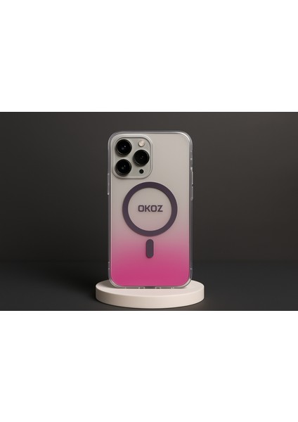 iPhone 15 Pembe Renk Geçişli Grace Premium Koruyucu Kılıf - Magsafe fiyatları