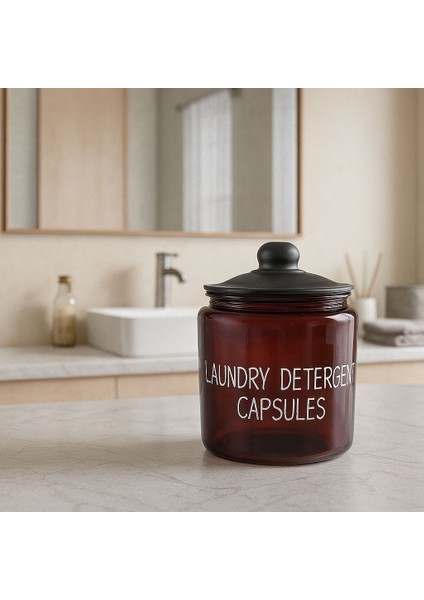 Amberclean Cam Siyah Vakumlu Kapaklı Deterjan Kavanozu 3800 ml 1 Adet