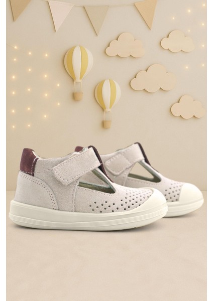 Shaun Hakiki Deri Lila Mor Cırtlı Anatomik Bebek Sandalet