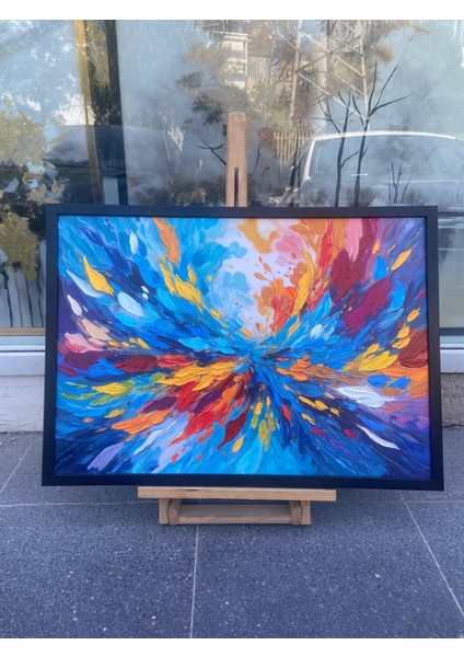 Yağlı Boya Dokulu Tablo Renkli Boyalar Soyut U08080