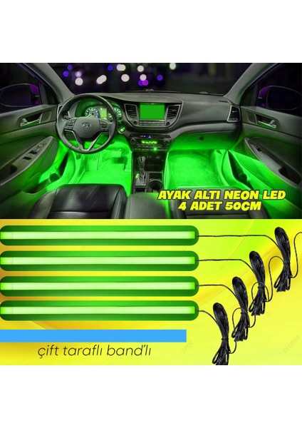 Ayak Altı Neon LED 50CM 1.5mt Kablolu 12V 4 Adet Poke PK-4731