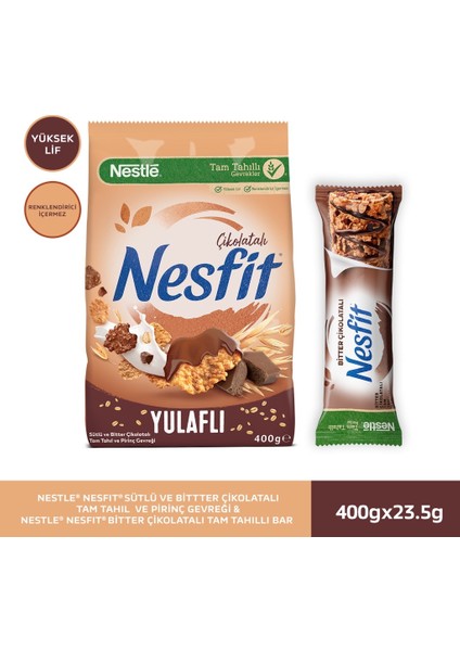 Nestle Nesfıt Çikolatalı Tam Tahıl Pirinç Gevreği 400G & Bitter Çikolatalı Tam Tahıllı Bar 16X23,5G
