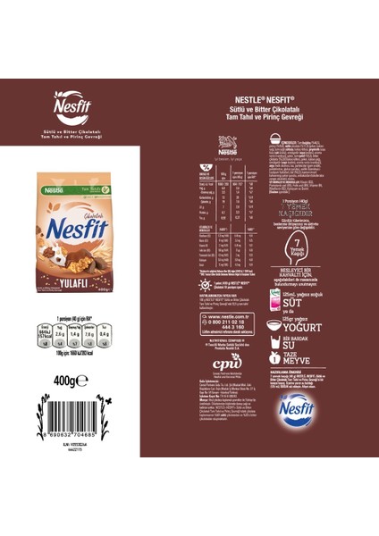 Nestle Nesfıt Çikolatalı Tam Tahıl Pirinç Gevreği 400G & Bitter Çikolatalı Tam Tahıllı Bar 16X23,5G modelleri