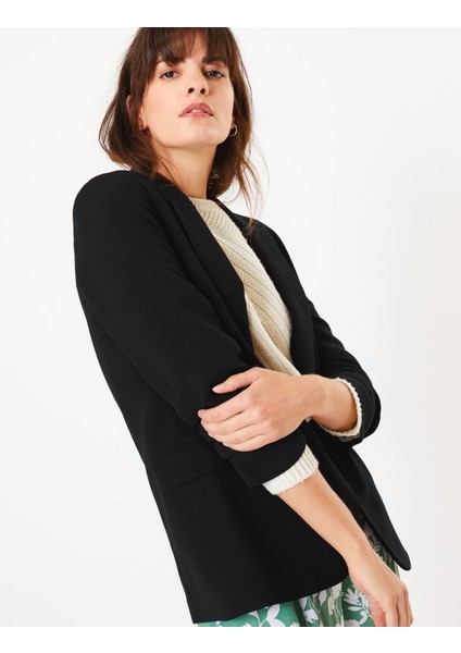 Relaxed Fit Büzgü Detaylı Blazer Ceket