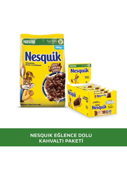 Nestle Nesquık Kakaolu Buğday ve Mısır Gevreği 700G & Nesquık Kakaolu Tam Tahıllı Bar 24X25G