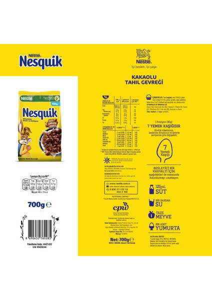 Nestle Nesquık Kakaolu Buğday ve Mısır Gevreği 700G & Nesquık Kakaolu Tam Tahıllı Bar 24X25G fiyatları