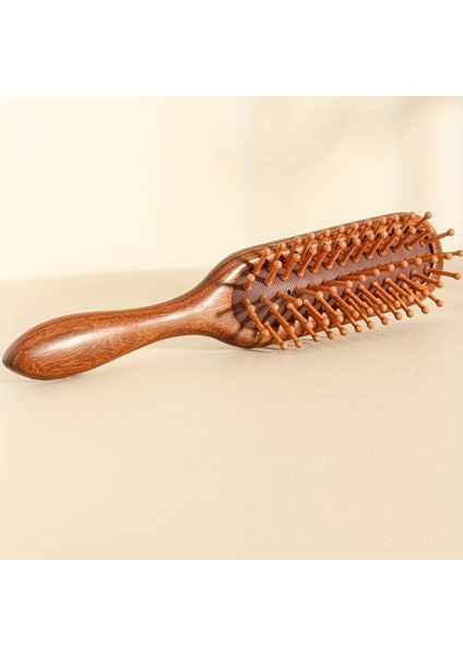 Ahşap Dişli Saç Fırçası Doğal Saç Açıcı Kadın Saç Derisi Masaj Tarağı 19 cm AF-102