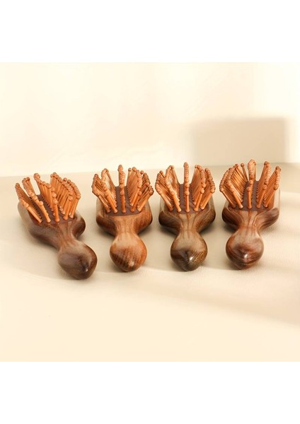 Ahşap Dişli Saç Fırçası Doğal Saç Açıcı Kadın Saç Derisi Masaj Tarağı 19 cm AF-102