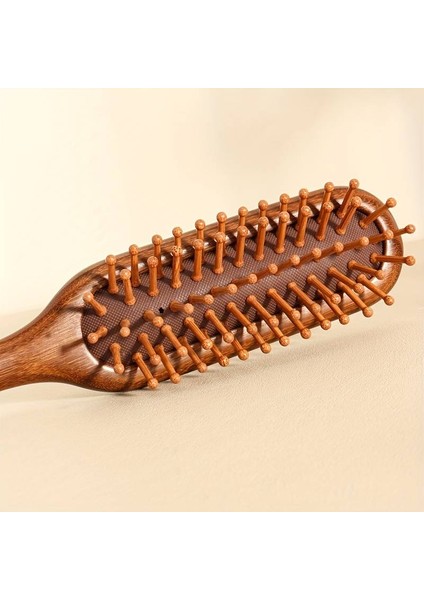 Ahşap Dişli Saç Fırçası Doğal Saç Açıcı Kadın Saç Derisi Masaj Tarağı 19 cm AF-102