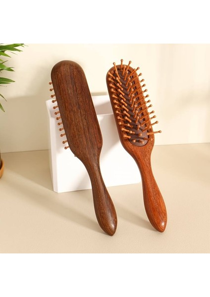 Ahşap Dişli Saç Fırçası Doğal Saç Açıcı Kadın Saç Derisi Masaj Tarağı 19 cm AF-102