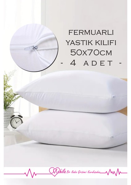 4 Adet | Fermuarlı %100 Pamuklu Beyaz Yastık Kılıfı, Yastık Astarı, Yastık Şiltesi, Yastık Içi fiyatları