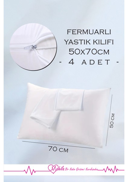 4 Adet | Fermuarlı %100 Pamuklu Beyaz Yastık Kılıfı, Yastık Astarı, Yastık Şiltesi, Yastık Içi modelleri