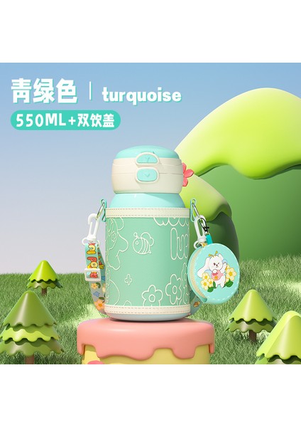 Net Kırmızı Yüksek Değerli Çocuk Isı Yalıtım Kabı 316 Paslanmaz Çelik Karikatür Sevimli Saman Dak Büyük Kapasiteli Öğrenci Su Şişesi (Yurt Dışından)