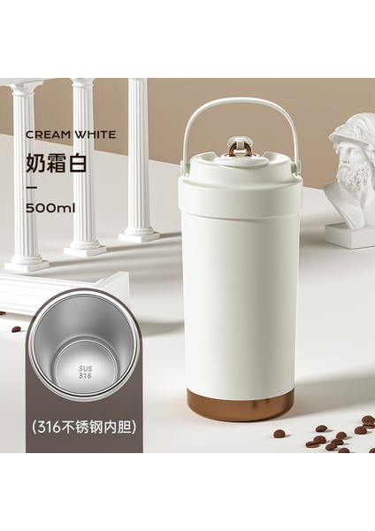 Seramik Astarlı Çift Içimli Yalıtımlı Fincan Erkekler ve Kadınlar Için Aynı Yüksek Değerli Taşınabilir Amerikan Tarzı Kahve Fincanı 316 Kulplu Pipetli Fincan (Yurt Dışından)