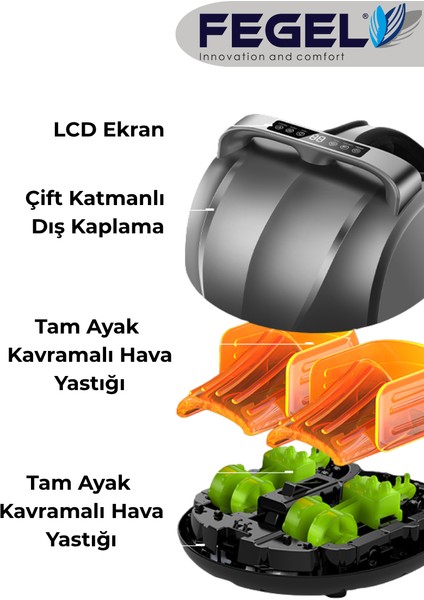 FG-513 6d Isıtmalı Ayak Masaj Aleti, Derin Yoğurma ve Hava Basınçlı Kumandalı Masaj Aleti
