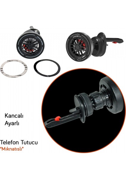 Telefon Tutucu Mıknatıslı Havalandırma Kancalı Dönerli Ayarlı BR5901979 modelleri