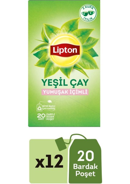Yumuşak Içimli Bardak Poşet Yeşil Çay 20 x 1 Gr. Onikili Set