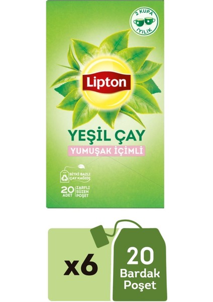 Yumuşak Içimli Yeşil Çay 20 Süzen Poşet Çay 6'lı
