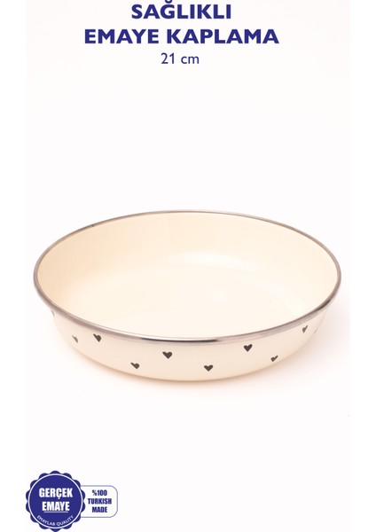 Black Cupid Emaye Bowl Tabağı - Bowl Kase - Salata Kasesi - Sunum Kasesi 21CM