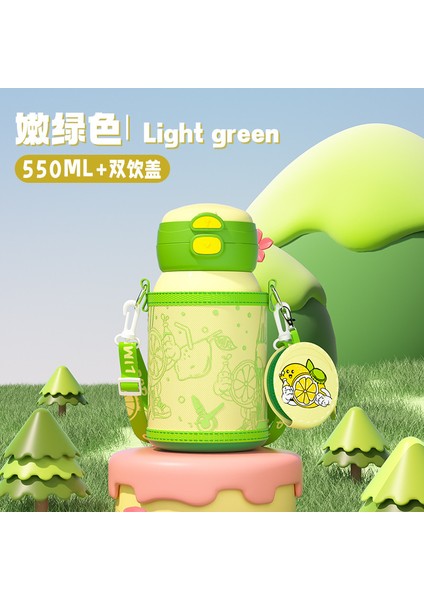 Net Kırmızı Yüksek Değerli Çocuk Isı Yalıtım Kabı 316 Paslanmaz Çelik Karikatür Sevimli Saman Dak Büyük Kapasiteli Öğrenci Su Şişesi (Yurt Dışından)