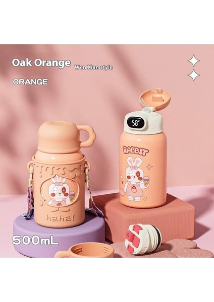 Akıllı Sıcaklık Ölçümü 316 Paslanmaz Çelik Çift Katmanlı Çocuk Yalıtım Kabı Karikatür Silikon Yalıtım Potu Öğrenciler Saman Su Dakları (Yurt Dışından)